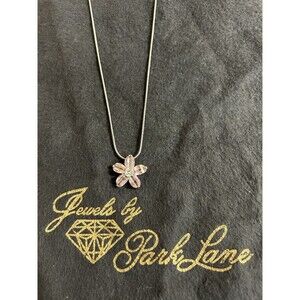 Park Lane PETALS Silver Tone Necklace Pink And Clear CZ's J155